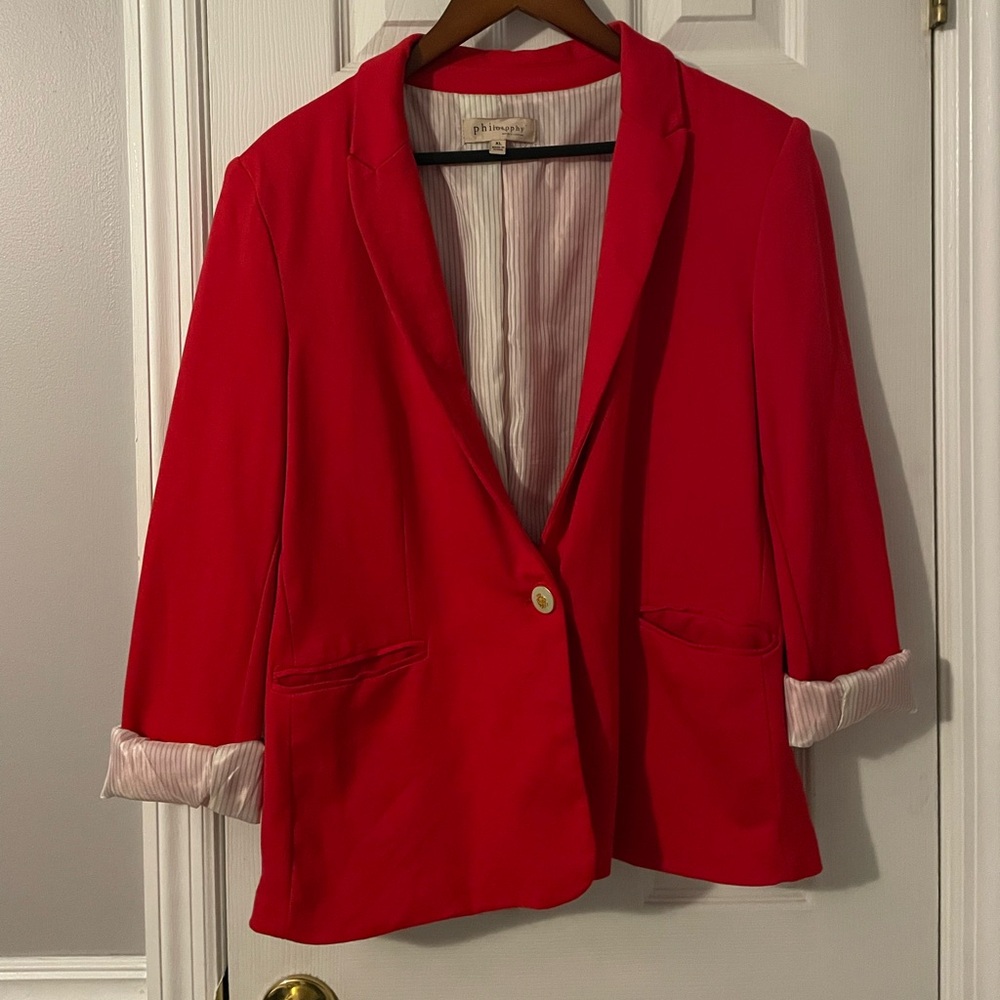 Red blazer, size XL, brand philosophy